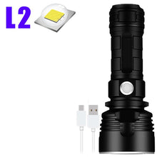 이미지를 갤러리 뷰어에 로드 , YB07 XHP70 슈퍼 강력한 LED 손전등 XM-L2 전술 토치 USB 충전식 Linterna 방수 램프 울트라 밝은 랜턴