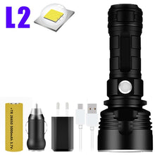 이미지를 갤러리 뷰어에 로드 , YB07 XHP70 슈퍼 강력한 LED 손전등 XM-L2 전술 토치 USB 충전식 Linterna 방수 램프 울트라 밝은 랜턴